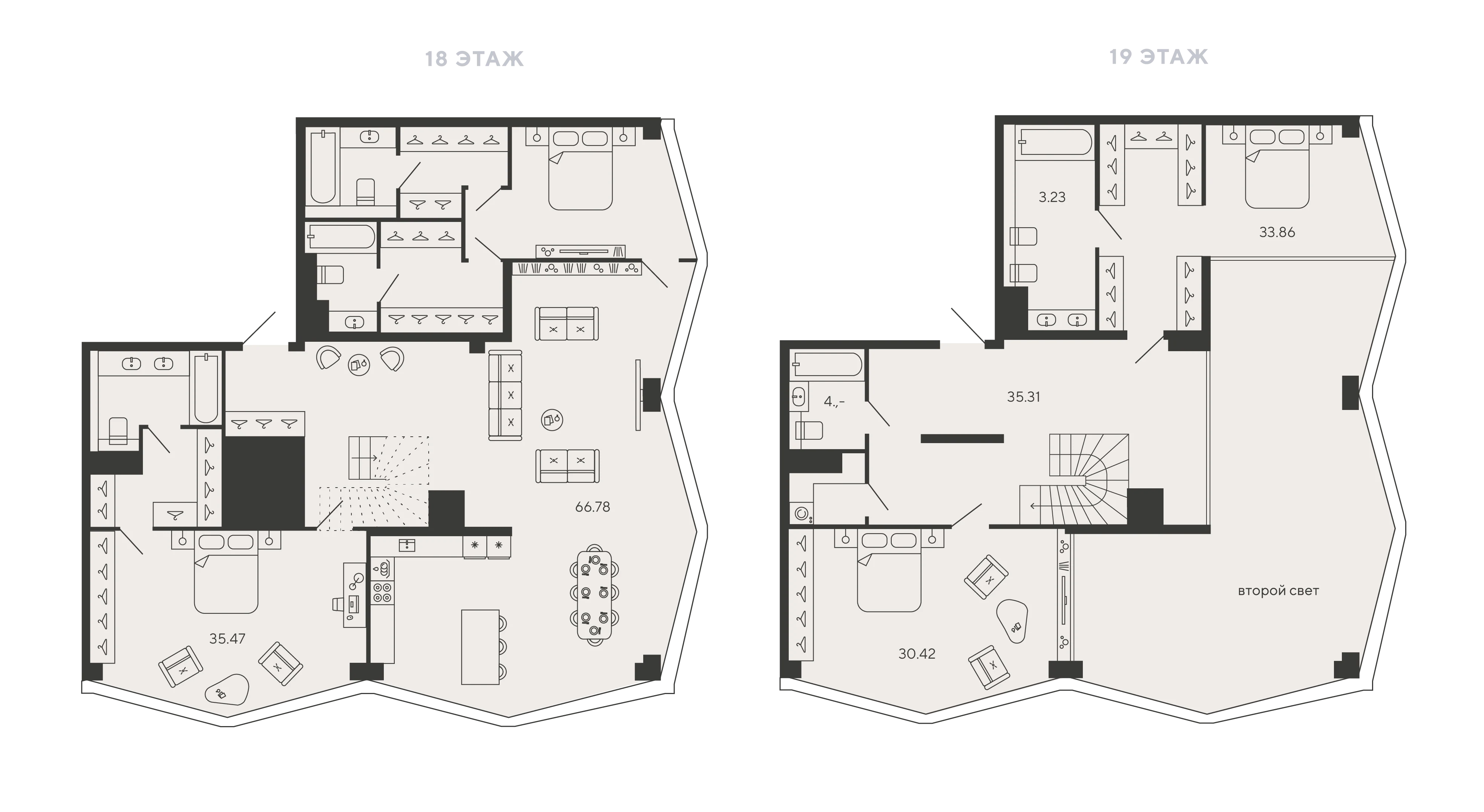 Планировка 4-комнатная 267,7 м² в ЖК «Башни Элемент» — «Башни Элемент»